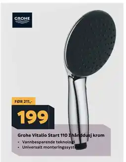 Megaflis Grohe Vitalio Start 110 I hånddusj krom tilbud