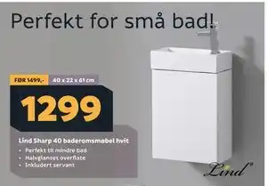 Megaflis Lind Sharp 40 baderomsmøbel hvit tilbud