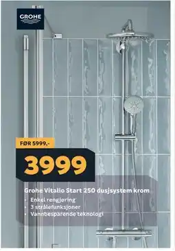 Megaflis Grohe Vitalio Start 250 dusjsystem krom tilbud