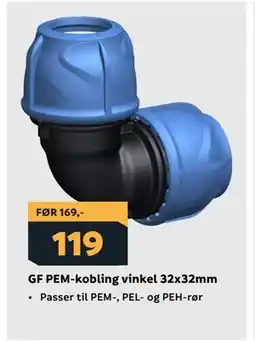 Megaflis GF PEM-kobling vinkel 32x32mm tilbud