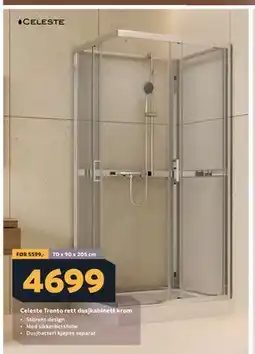 Megaflis Celeste Trento rett dusjkabinett krom tilbud