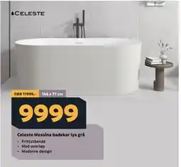 Megaflis Celeste Messina badekar lys grå tilbud