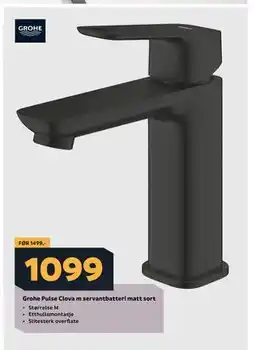 Megaflis Grohe Pulse Clova m servantbatteri matt sort tilbud