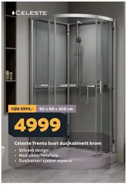 Megaflis Celeste Trento buet dusjkabinett krom tilbud