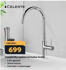 Megaflis Celeste Ely kjøkkenarmatur krom tilbud