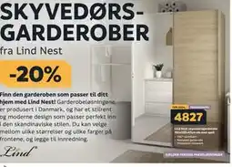 Megaflis Lind Nest skyvedørsgarderobe 150x220x67cm eik med speil tilbud