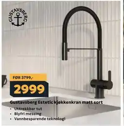 Megaflis Gustavsberg Estetic kjøkkenkran matt sort tilbud