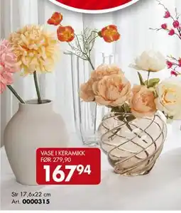 Sparkjøp VASE I KERAMIKK tilbud