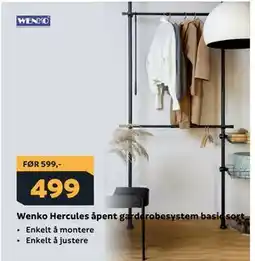 Megaflis Wenko Hercules åpent garderobesystem basic sort tilbud