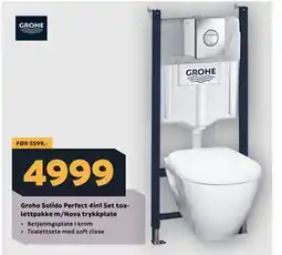 Megaflis Grohe Solido Perfect 4in1 Set toalettpakke m/Nova trykkplate tilbud