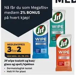 Megaflis Jif wipe toalett og bad/ glass og speil/kjøkken tilbud