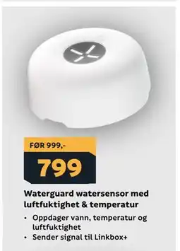 Megaflis Waterguard watersensor med luftfuktighet & temperatur tilbud