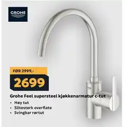 Megaflis Grohe Feel supersteel kjøkkenarmatur c-tut tilbud