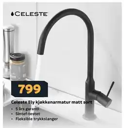 Megaflis Celeste Ely kjøkkenarmatur matt sort tilbud