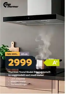 Megaflis Thermex Trend Model 90 kjøkkenvifte veggmodell sort med motor tilbud