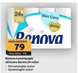 Megaflis Renova toalettpapir skincare derma 24 ruller tilbud