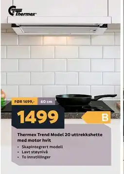 Megaflis Thermex Trend Model 20 uttrekkshette med motor hvit tilbud