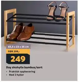 Megaflis Day skohylle bambus/sort tilbud