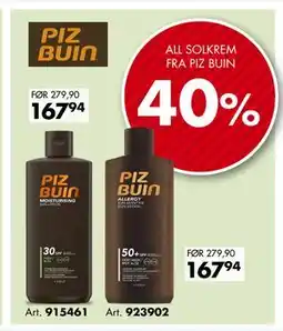 Sparkjøp ALL SOLKREM FRA PIZ BUIN tilbud