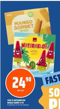 Coop Obs COOP IS WATERMELON/ MANGO SORBET 6 PK tilbud