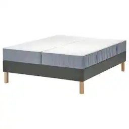 IKEA LyngÖr Kontinentalseng, Valevåg fast/medium/lys blå mørk grå, 180x200 cm tilbud
