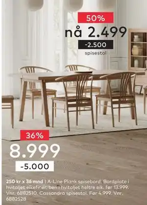 Skeidar Cassandra spisestol tilbud