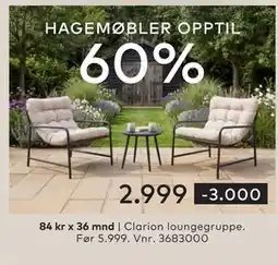Skeidar Clarion loungegruppe tilbud