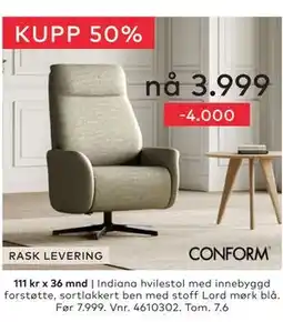 Skeidar Indiana hvilestol tilbud