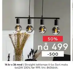 Skeidar Straight taklampe tilbud