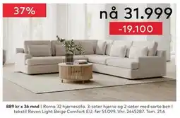 Skeidar Roma 32 hjørnesofa tilbud