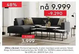 Skeidar Portland hjørnesofa tilbud