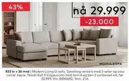 Skeidar Modern Living U-sofa tilbud