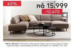 Skeidar Portland U-sofa oppsett tilbud