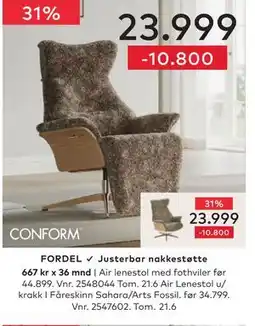 Skeidar Air lenestol med fothviler tilbud