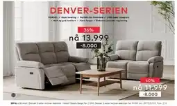 Skeidar Denver 3-seter recliner elektrisk tilbud