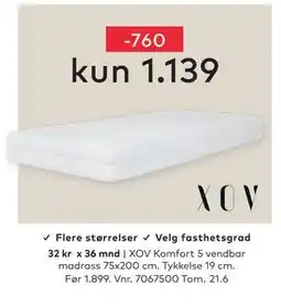 Skeidar XOV Komfort 5 vendbar madrass tilbud