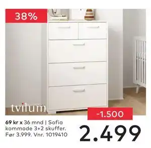 Skeidar Sofia kommode 3+2 skuffer tilbud