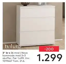 Skeidar Nova kommode med 3+3 skuffer tilbud