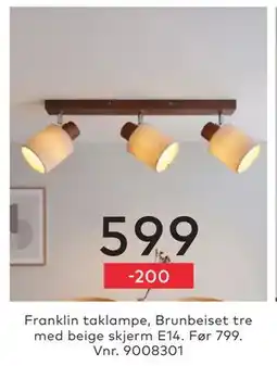 Skeidar Franklin taklampe tilbud