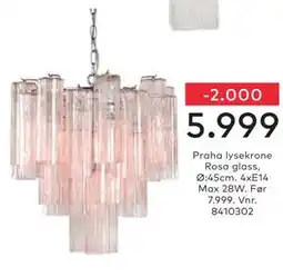 Skeidar Praha lysekrone Rosa glass tilbud