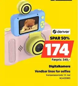 POWER Denver digitalkamera vendbar linse for selfies tilbud