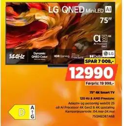 POWER LG 75" 4K Smart TV 120 Hz & AMD Freesync tilbud
