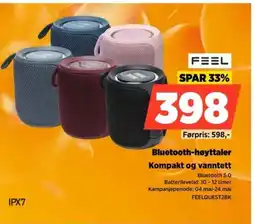 POWER FEEL Førpris: 598,- Bluetooth-høyttaler Kompakt og vanntett tilbud