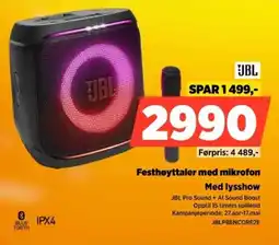 POWER JBL Festhøyttaler med mikrofon Med lysshow tilbud