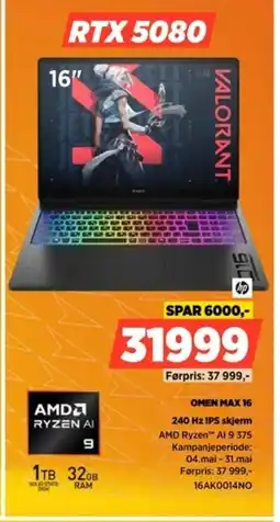 POWER HP OMEN MAX 16 240 Hz IPS skjerm tilbud