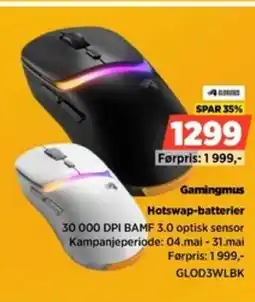 POWER Gamingmus Hotswap-batterier tilbud