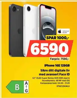 POWER iPhone 16E 128GB Sikre ditt digitale liv med avansert Face ID tilbud