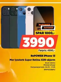 POWER REPOWER iPhone 13 Mer lyssterk Super Retina XDR-skjerm tilbud