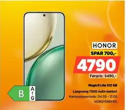 POWER HONOR Magic8 Lite 512 GB Langvarig 7500 mAh-batteri tilbud