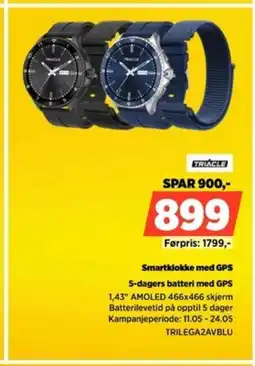 POWER TRIACLE Smartklokke med GPS 5-dagers batteri med GPS tilbud